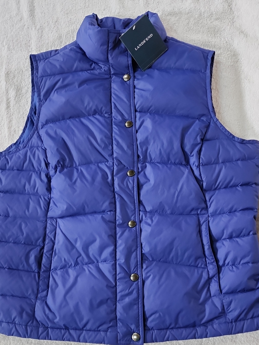 Lands' End Woman's Riyal Blue Packable Down Puffer Vest Size L (14-16) New